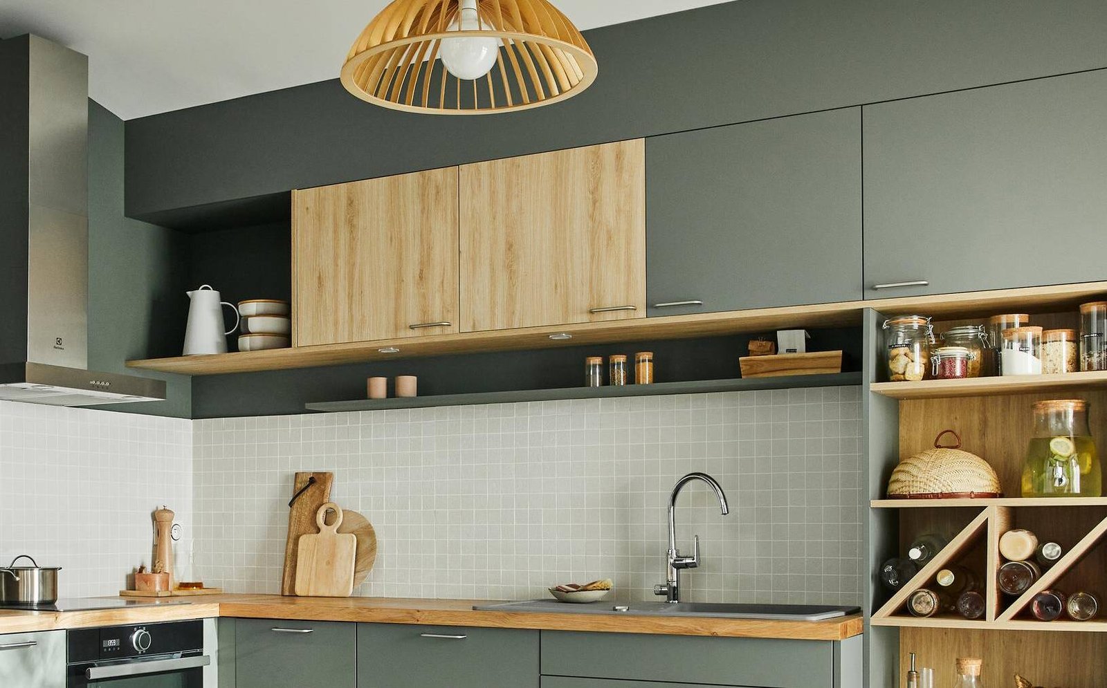 Diseño de cocina rústica integrada