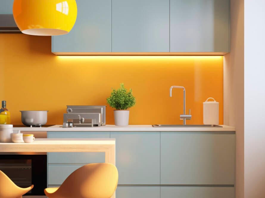 cocina bicolor amarilla y verde