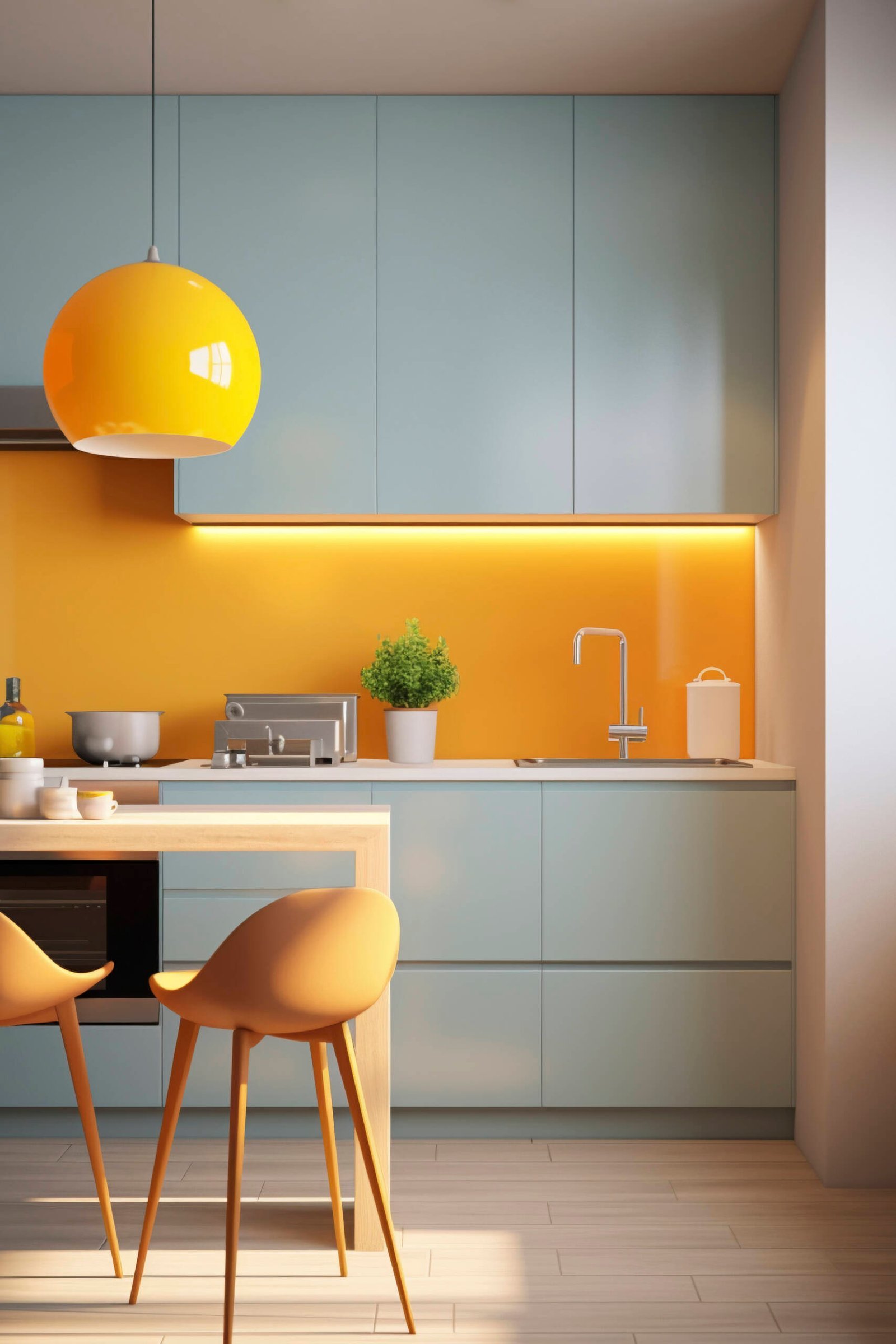 cocina bicolor amarilla y verde