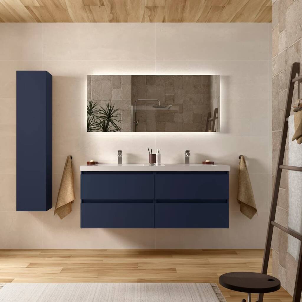 lavabo doble en azul